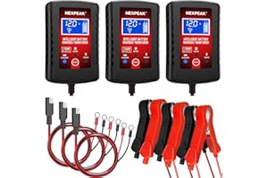 NEXPEAK [3-Pack]1.75-Amp Car Battery Charger, 6V and 12V Smart Fully Automatic Battery Charger Maintainer, Trickle Charger, Battery Desulfator for Car, Lawn Mower, Motorcycle, Boat, Marine Lead Acid Batteries