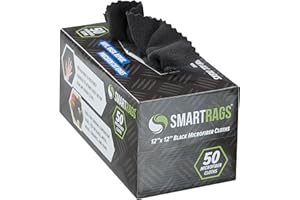 ARKWRIGHT LLC Arkwright Smart Rags in Box - (Pack of 50) Lint Free Microfiber Cleaning Cloth, Scratch & Streak-Free, Dispensable Wash Towels for Cars, Window Glass, and Auto Shop, 12 x 12 in, Black