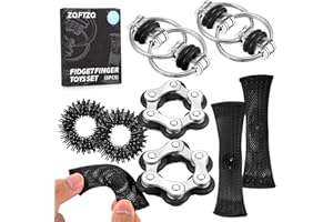 ZQFTZQ 8Pcs Sensory Fidget Toys with Fidget Spinner Anxiety Toys Acupressure Rings Bike Chain Marble Mesh and Flippy Chain Desk Fidgets Quiet Toys for Autism,Easter Toys for Teens Adults Boys & Girls