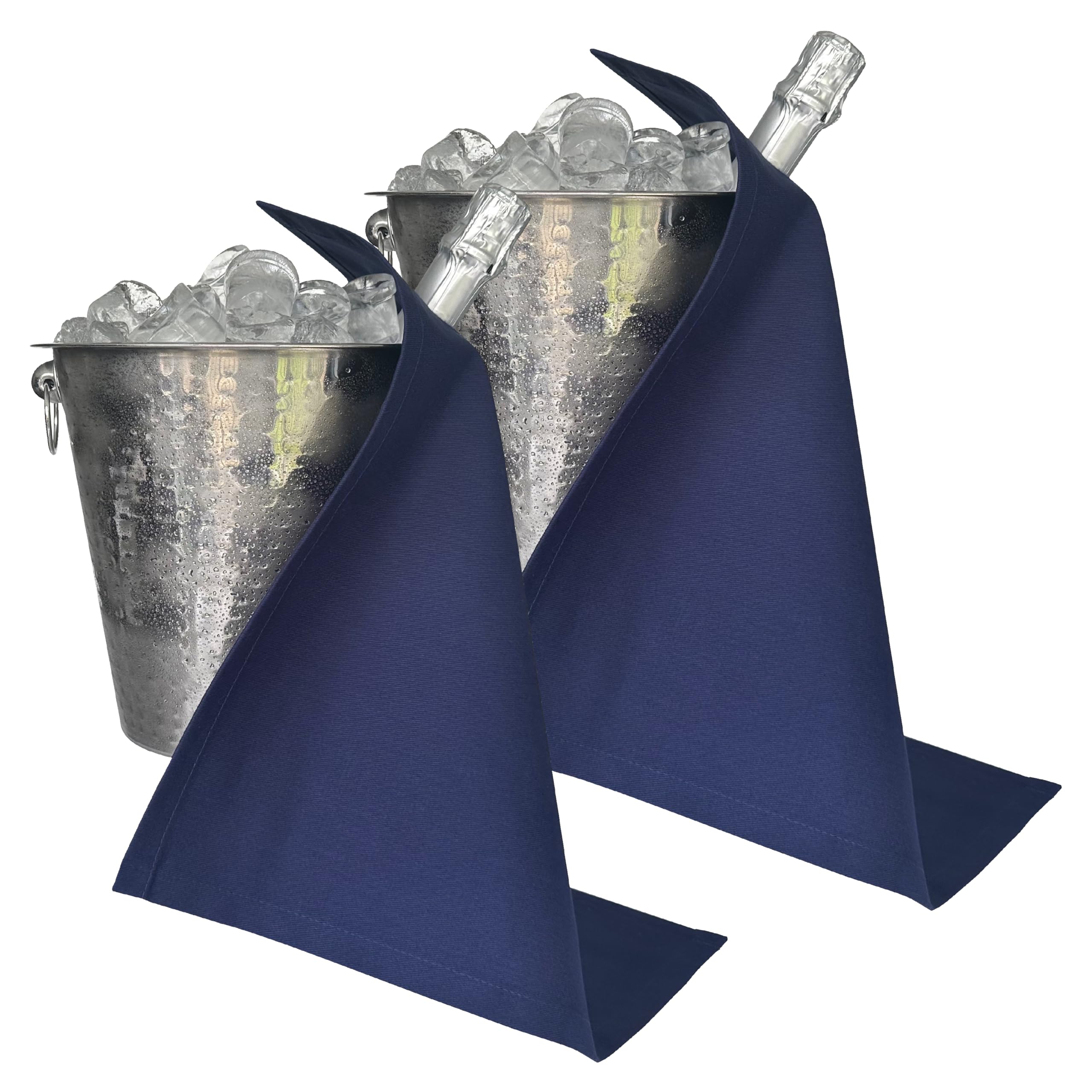BottleCloths - Original Collection, Bottle Cloths for Ice Buckets, Cotton, 42 cm, Corner Hole, Stitched Circle (Royal Blue, Pack of 2)