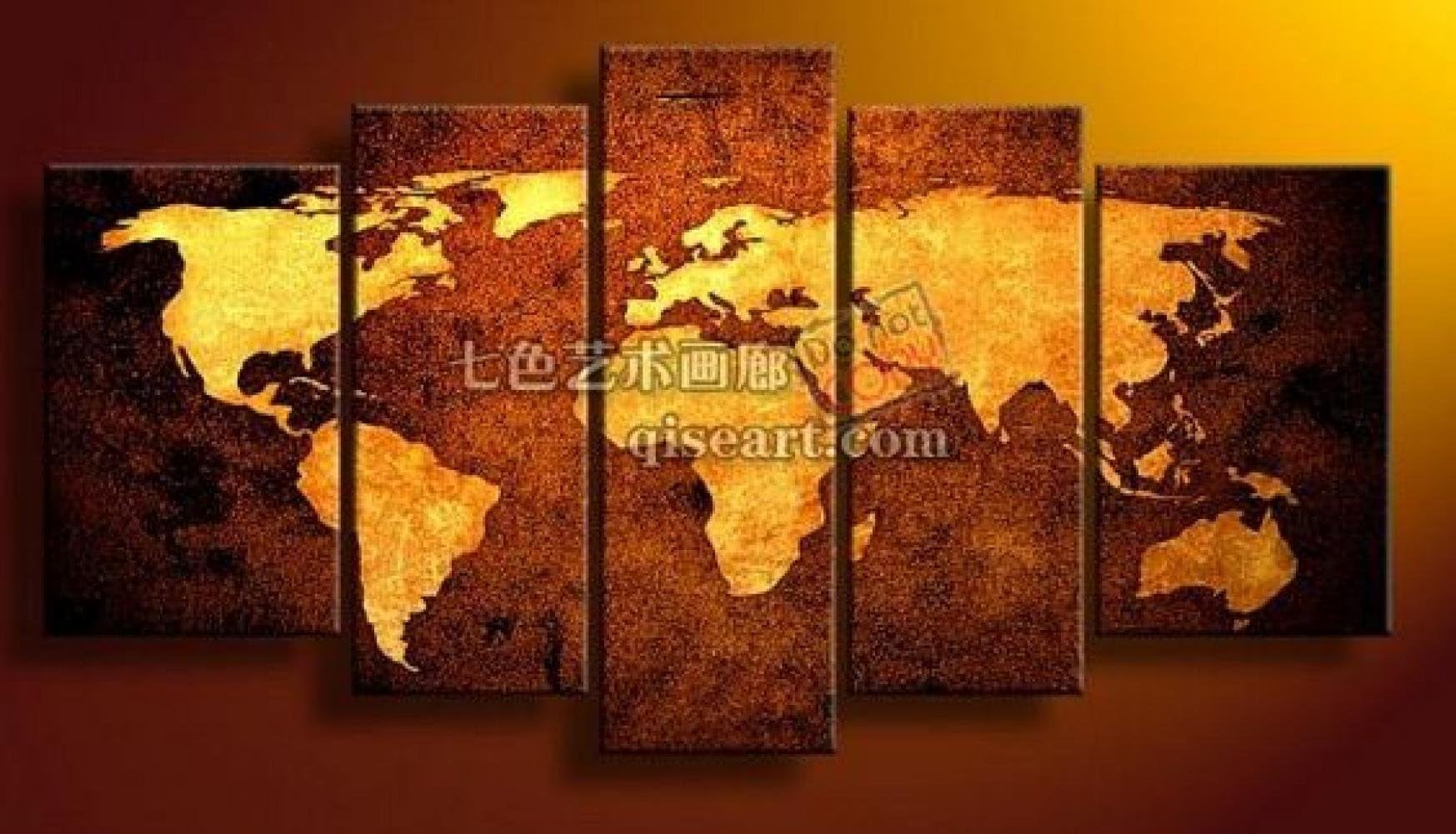 Swamm Street pictures decoroil painting on modern world map art picture for living room framed art F/874size (inch):size2, color:with framed