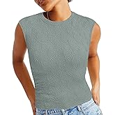 MLXSJ Women's Summer Tank Tops Basic Crew Neck Cute Sleeveless Slim Fit Tops