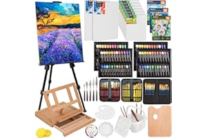 Nicpro 158PCS Deluxe Art Painting Kit with Metal and Solid Beech Wood Art Easel, Acrylic, Oil & Water Colour Paint Set, Paint