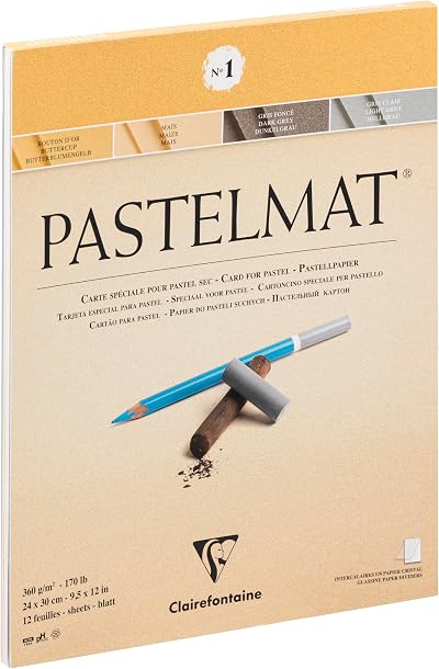 Clairefontaine Pastelmat Pad 24x30cm 12 Sheets 360gsm Assorted Colours