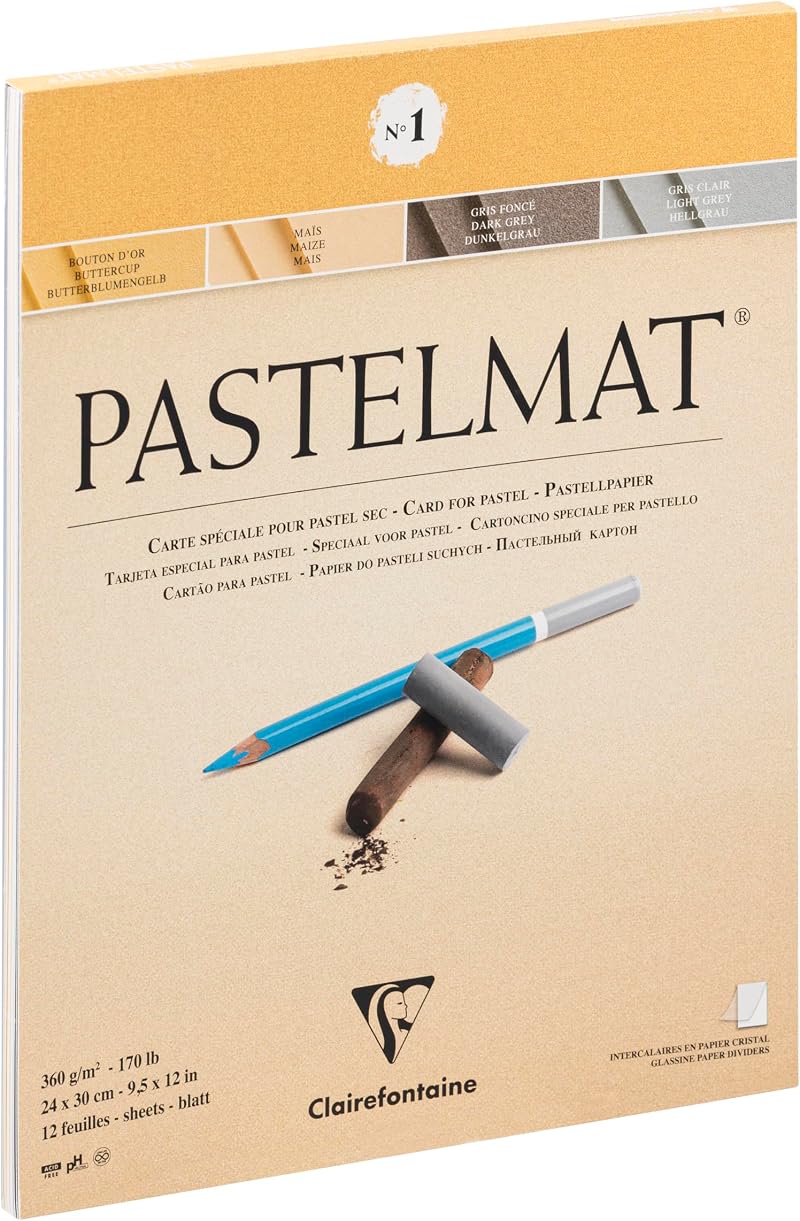 Clairefontaine Pastelmat Pad 24x30cm 12 Sheets 360gsm Assorted Colours