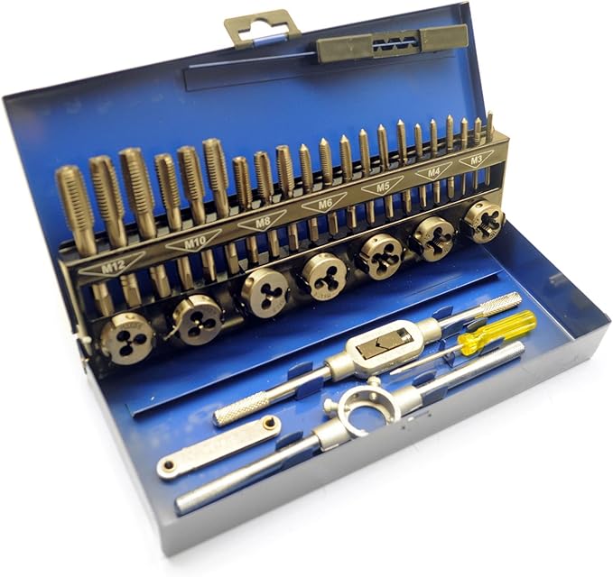 32pc HSS Metric Tap and Die Set M3 M12 1st 2nd and Plug Finishing
