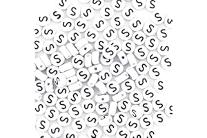 Sunrica 300Pcs Round Letter Beads for Friendship Bracelets Making 4X7mm Individual White Alphabet Beads S