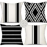 DFXSZ Outdoor Pillow Covers 18x18 Inch Set of 4 Waterproof Modern Geometry Throw Pillows Outdoor Summer Waterproof Decor for Patio Funiture Garden Polyester Cushion Covers 013A