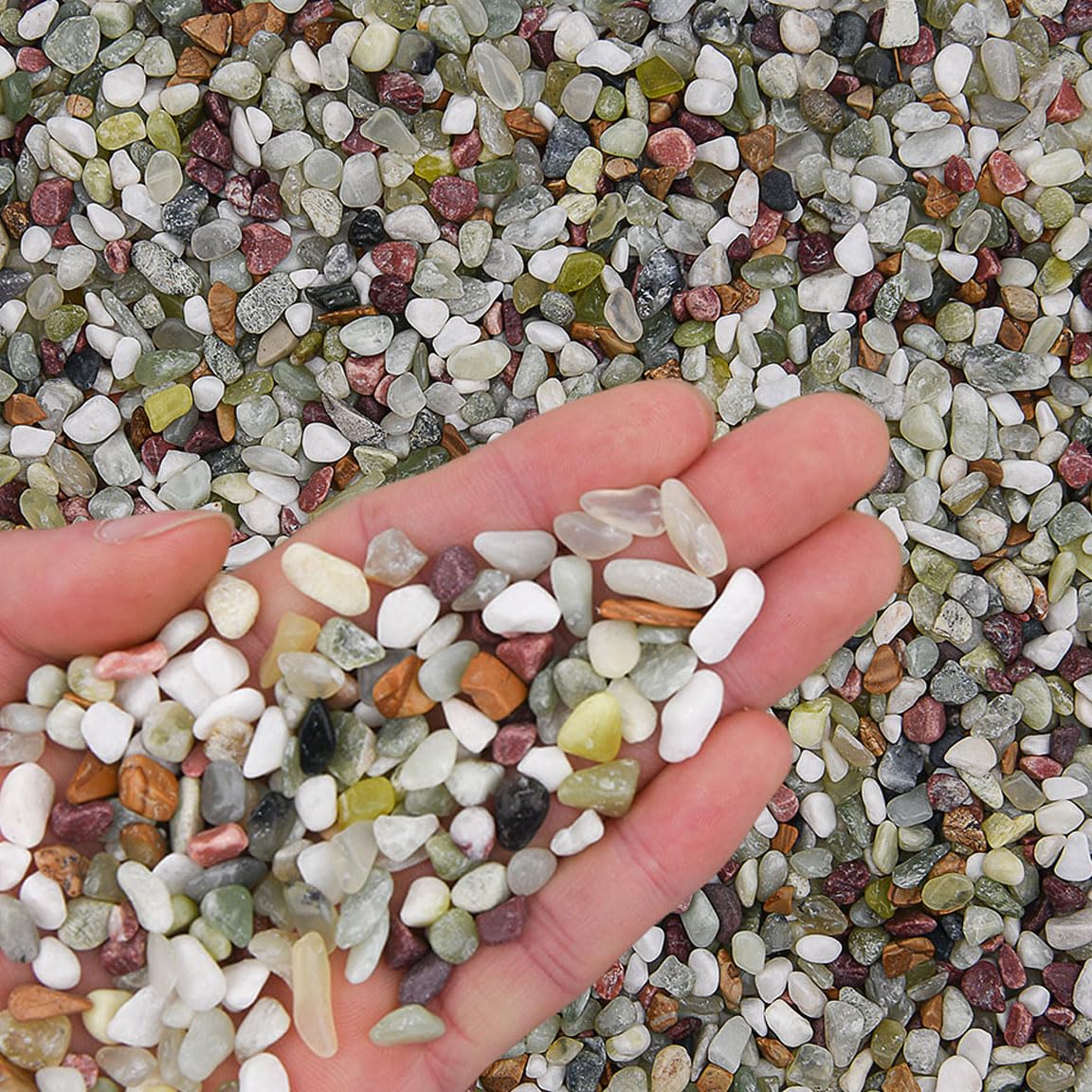 Hisredsun 2.1 lb Decorative Stones 6-9mm Mixed Jade Pebbles for Flowerpot, Garden and Aquarium Decoration — image 1