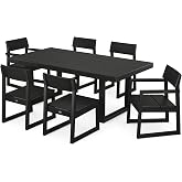 POLYWOOD&reg; Edge 4 Person Outdoor Dining Set, Black HDPE Patio Furniture, Composite Patio Table Set 4, Resin Outdoor Dining Set