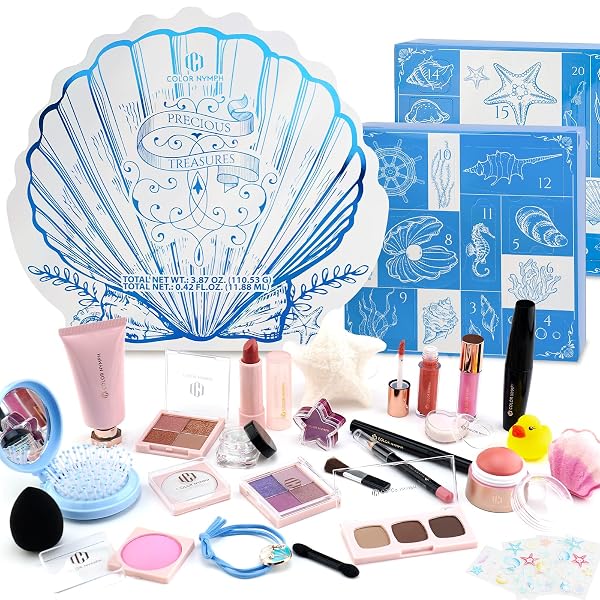 COLOR NYMPH GIRLS MAKEUP GIFT SET FOR TEENS, MAKEUP KIT FOR GIRL, BIRTHDAY GIFT FOR TEEN GIRLS, 24PCS BIRTHDAY ADVENT CALENDAR, MYSTERY MAKEUP BOX #BLUE