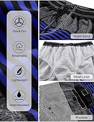 unitop Men's Quick Dry Striped Print Swim Trunk