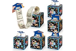 SINASASSPEL 6 Pcs Elementary School Graduation Money Box Commemorate Class of 2024 with Fun and Colorful Money Gift Set, Pull-Out Card and Tape Included, Primary School Creative Party Supplies and Saving Box