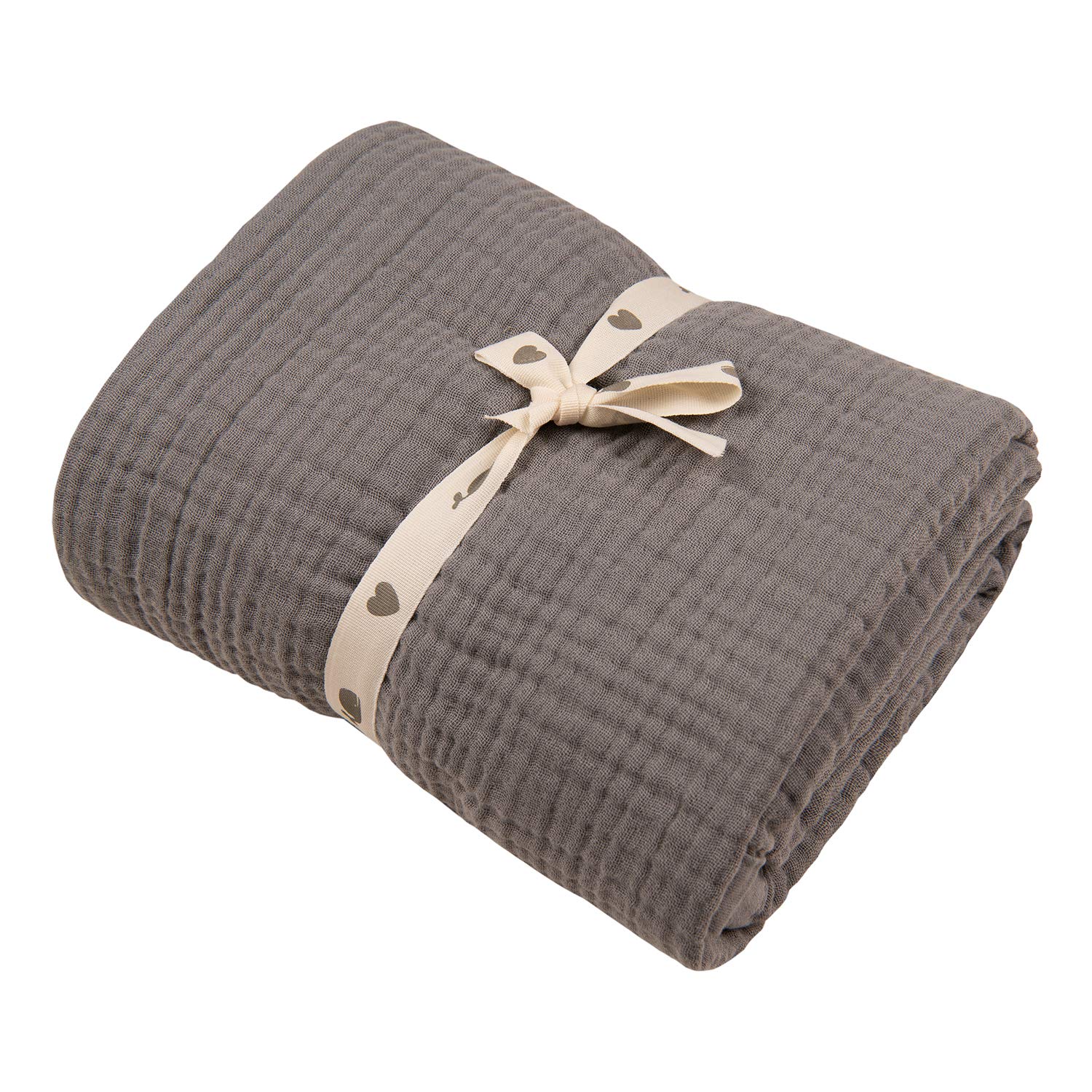 Muslin Blankets, Baby Toddler Quilt, 4 Layers, 100% CottonStroller Blanket, Hypoallergenic, Super-Soft, Breathable and Lightweight Swaddle, Nursery & Crib Blanket,Large (120 X 90 cm) (Sharkskin)