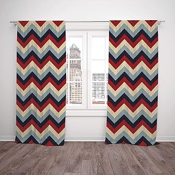 Amazon Com Polyester Window Drapes Kitchen Curtains Chevron