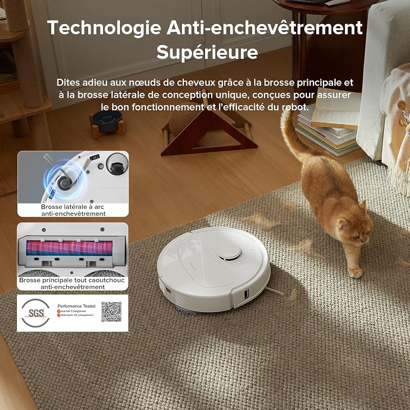 QV 35A Set Aspirateur Robot Laveur, 8000Pa, Anti-enchevêtrement
