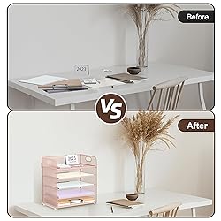 SUPEASY 2 Pack 5-Tier Pink Desk Organizer with