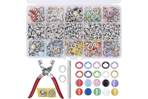 EuTengHao 804Pcs Snap Fasteners Tool Kit Hollow and Solid Metal Prong Snaps Buttons with Setting Tool for Clothing Crafting Sewing,Leather Snaps Buttons for Jeans Wears Bags(200 Sets,10 Colors,9,5mm)