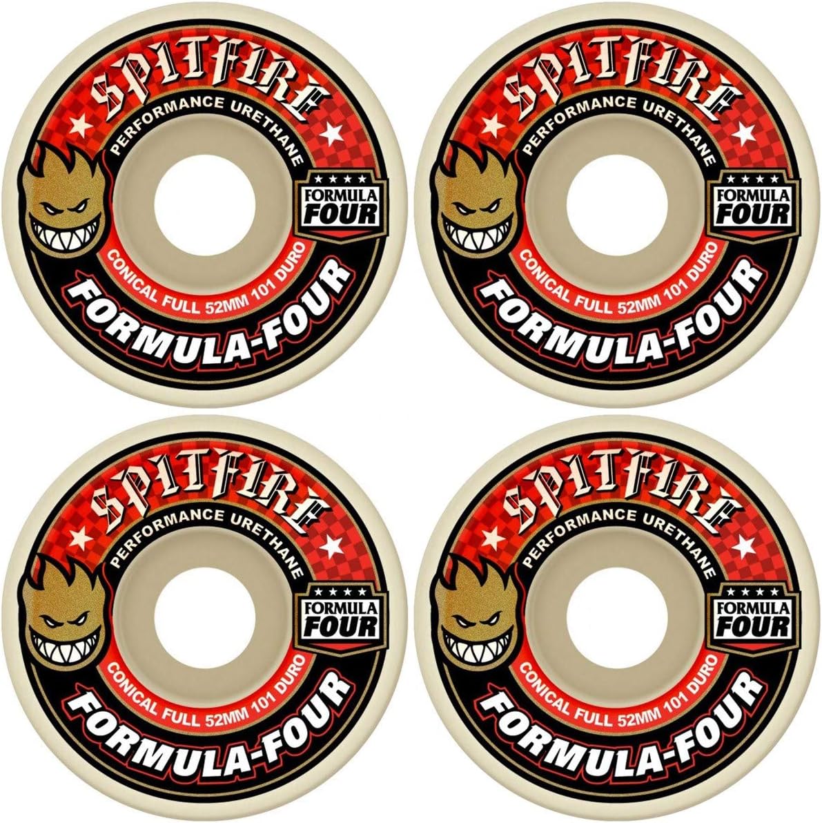 Spitfire Formula Four' Conical Wheels. 101a. White/Red. 56mm.