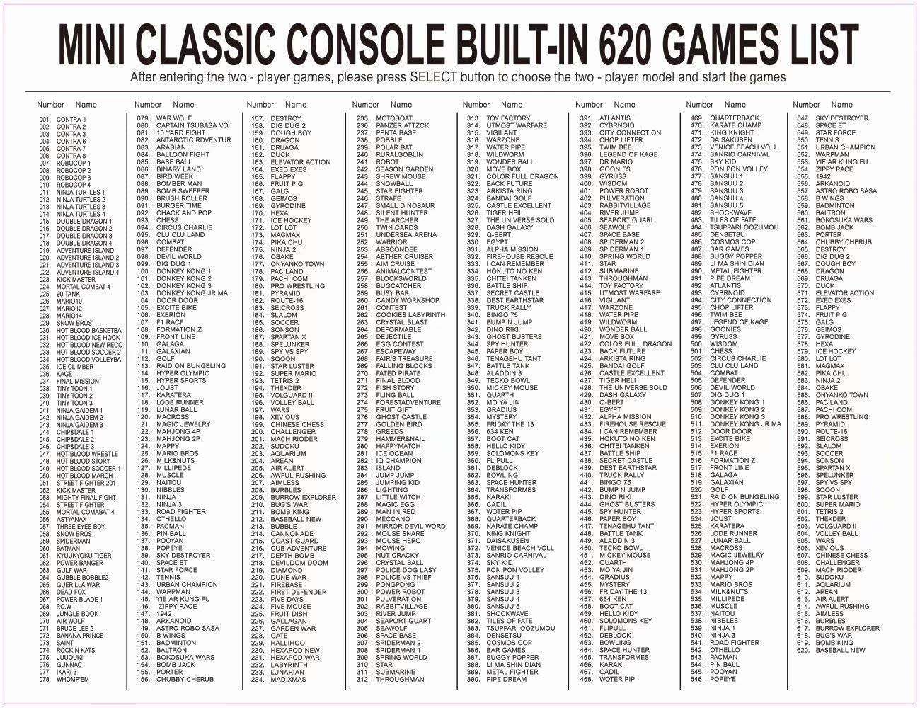 Classic Mini Retro Game Console 1980's Game with Built-in 620 Games and 2 NES Classic Controllers,AV Output,Children Gift,Birthday Gift Happy Child Memories Suitable ordinary pixel TV,not for 4K HD TV: Video Games