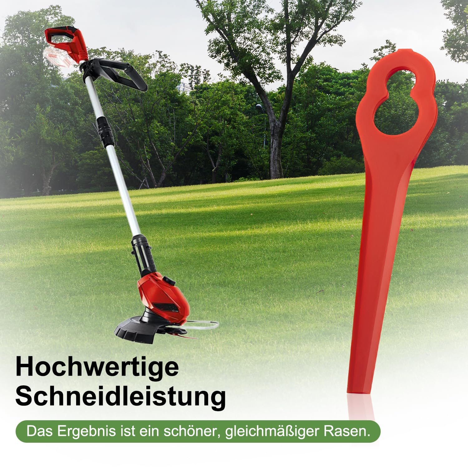 100 Stück PA6 Ersatzmesser-Set Rasentrimmer-Zubehör Kompatibel mit Einhell Rasentrimmer GE-CT 18 Li, GC-CT 18/24 Li, BG-CT 18 Li, RG-CT 18 Li, Kunststoffmesser Kompatibel mit Einhell Akku-Rasentrimmer 7