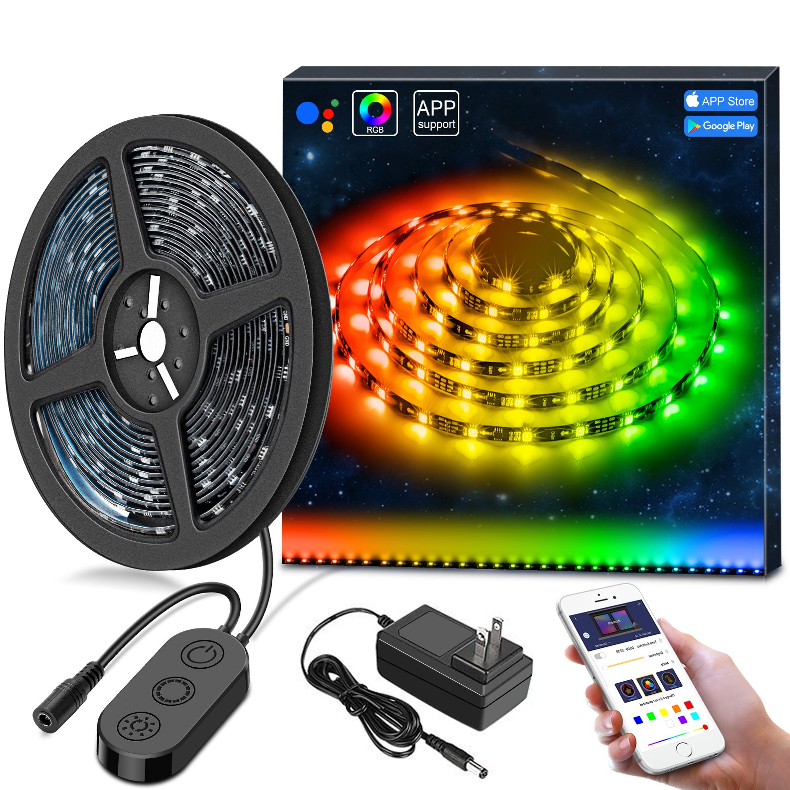 MINGER DreamColor LED Strip Lights Builtin IC, 16.4ft/5m LED Lights