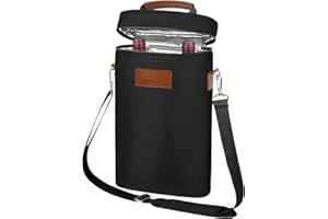 Tirrinia 2 Bottle Wine Gift Tote Carrier - Leakproof & Insulated Padded Versatile Wine Cooler Bag for Travel, BYOB Restaurant, Wine Tasting, Party, Dinner, Great Valentine's Day Gift for Wine Lover,