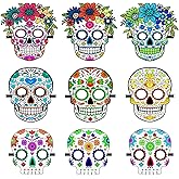 MineIdea Day of the Dead Felt Masks for Adults, 9 Pack Dia de Los Muertos Skull Masks Floral Sugar Skull Mask, Adjustable Halloween Masks Dia De Los Muertos Decorations for Halloween Cosplay