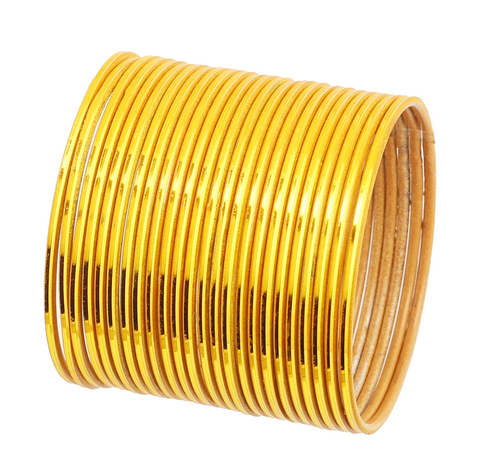 Touchstone "Colorful Bangle Collection Modern Pretty Attractive Look Mustard Yellow Textured Color Wrist Filler Indian Bollywood Thin Designer Jewelry Metal Bangle Bracelets for Women. Set of 24. — image 1