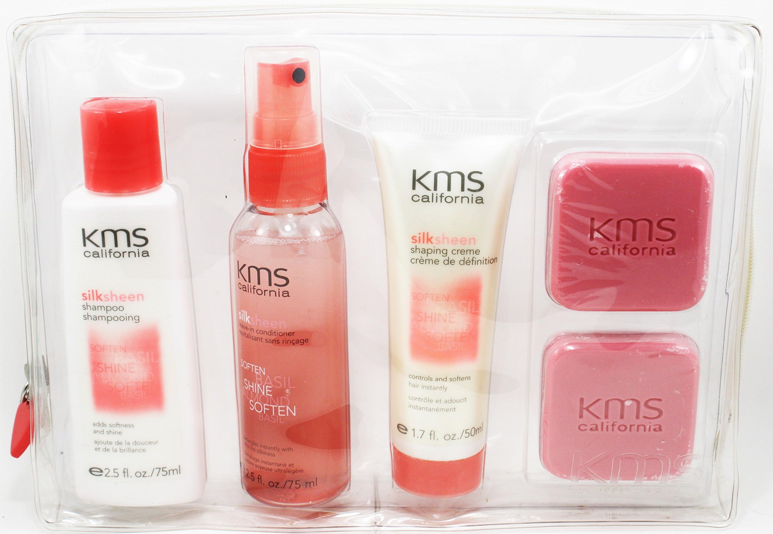 Kms Silk Sheen Shampoo 2.5 fl Shaping Creme 1.7 Seave In Conditioner 2.5 fl