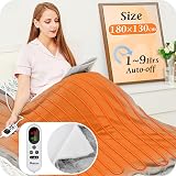 Mia&Coco Electric Heated Blanket Throw 180x130cm 10 Heat Levels 9-Hour Auto-Off