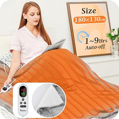 Mia&Coco Electric Heated Blanket Throw 180x130cm 10 Heat Levels 9-Hour Auto-Off