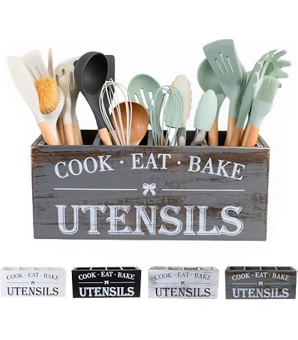Organisateur De Couverts En Bois Rustique - 3 Compartiments Pour Fourchettes, Cuillères, Baguettes - 9