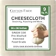 Cotton Farm Grade 100 XL Cheese Cloths - Straining & More; 36x36 Inch; 100% Unbleached Cotton Cheesecloth; Reusable with Hemm