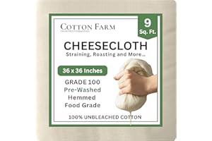 Cotton Farm Cheese Cloths, Grade 100-9 Square Feet (90x90 cm), Unbleached, 100% Cotton, Ultra Fine Reusable Muslin Cheeseclot