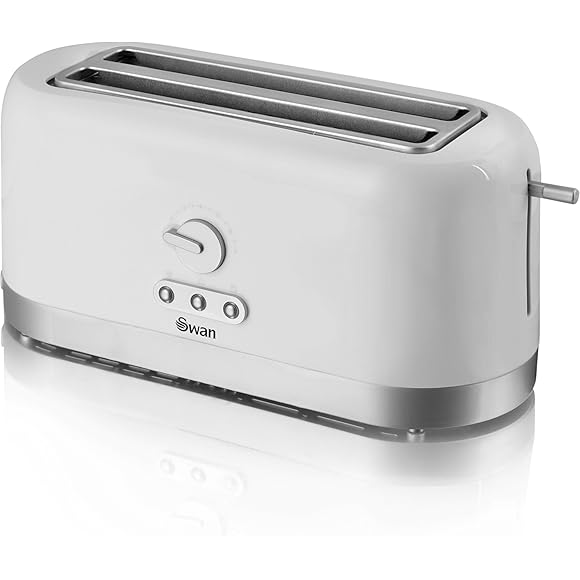Swan 4 Slice Long Slot White Toaster