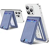 for Magsafe Wallet Stand, Strong Magnetic Wallet for iPhone 17/16/15/14/13/12 Series, Magnetic Card Holder, ID Window, 6 Cards Holder, Vegan Leather, RFID Blocking, Lavender Purple