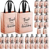 ZJoey 36 Pcs Rose Gold Reusable Gift Bags - Thank You, Awesome Team Appreciation - 10x8x4 Inch