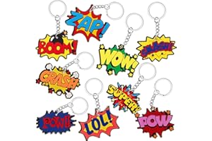 Sasylvia 36 Pcs Hero Party Favors Keychain 9 Styles Hero Theme Birthday Party Decorations Christmas Gifts for Women Men Accessories