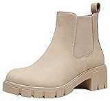 Jeossy Womens Chelsea Ankle Boots, Platform Chunky
