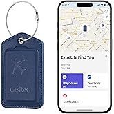Luggage Tags, Works with Apple Find My, Leather Luggage Tag for Suitcases, Travel Tags, Bag Tag for Backpacks, Suitcase Tag with Privacy Flap, Anti-Lost Luggage Tracker, Travel Essentials, Navy Blue