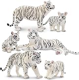 toymany 6PCS White Tigers Figurines Set with Cubs Educational Toys