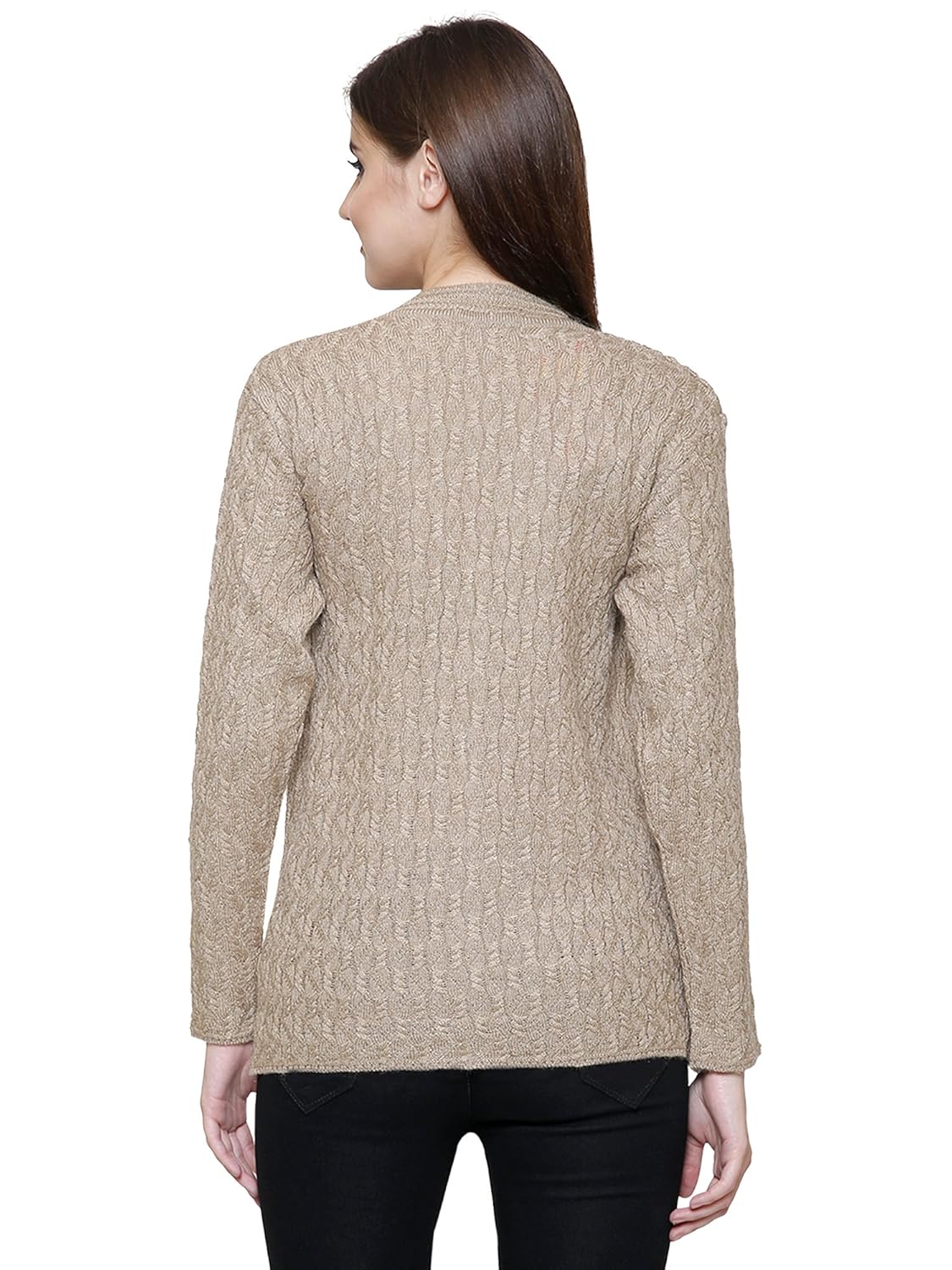 matelco beige women's woollen buttoned v-neck cardigan/sweater for winter