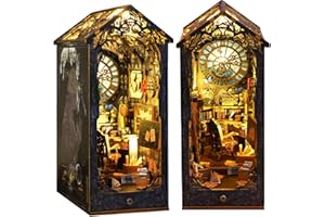 ZHICONG DIY Book Nook kit，Book Nook Shelf Insert 3D Wooden Puzzle，Book Nook Miniature kit with LED，Creative Crafts rolife Book Nook Suitable for Collection and Decoration (Detective Agency)