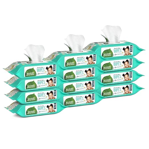 Seventh Generation Thick & Strong Free and Clear Baby Wipes Refill, Pack of 12 (Total 768 Count)