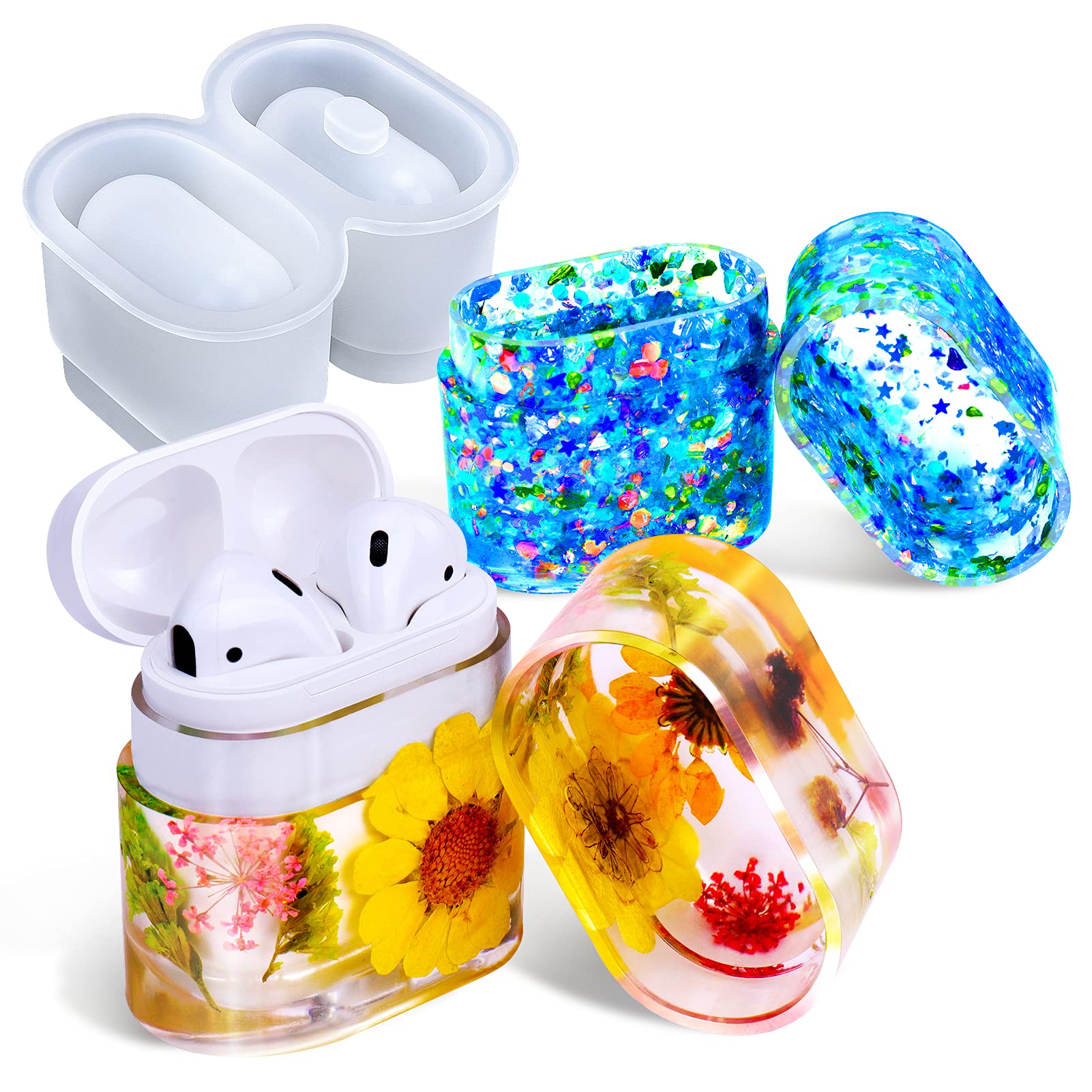 Resin Molds Silicone for Bluetooth Earbuds Case, Epoxy Resin Casting Molds for DIY Protective Earphone Case Cover, Suitable for xxxPods 2 Case