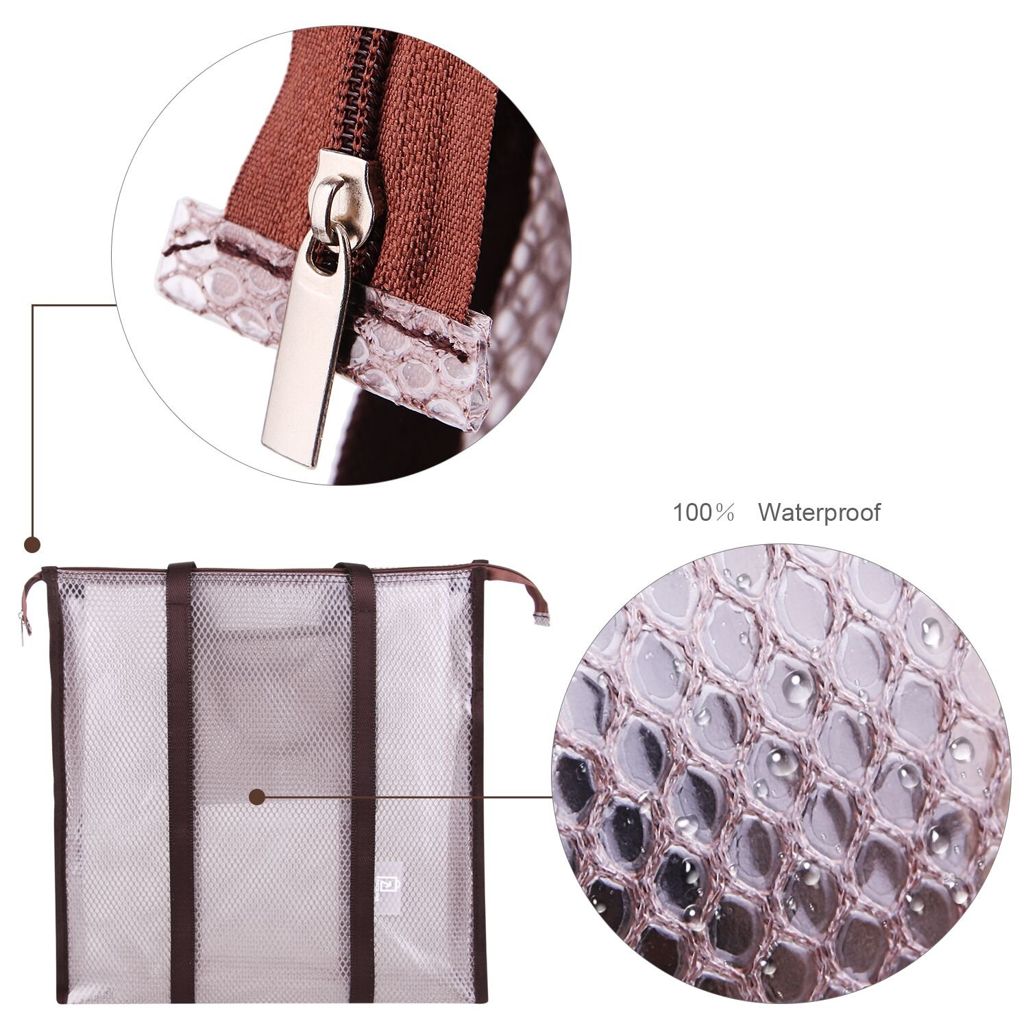 Beach Bag, Clear Beach Handbag with Zipper Closure, Non - Sticky Sand, Perfect for Work, School, Sports Games Concerts and Beach.