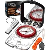 Outdoor Guardian Pathfinder Sighting Compass - Precise Navigation, Hiking and Orienteering Mirror Compass with Luminous Bezel, Adjustable Declination, Clinometer, LED and Survival Whistle, Scout Gifts