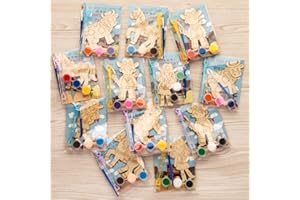 GEECOZYLIFE Western Cowboy & Cowgirl Party Favors - 12 PCS Wild West Birthday Party Supplies - Rodeo Wooden Painting Kit with Bubble Wand - Kids Birthday Boys Girls Gifts Bulk