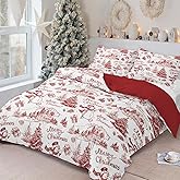 Christmas Duvet Cover Set Queen Size 3 Pieces Soft Microfiber Breathable Bedding Set Red Christmas Snowman Pattern Duvet Cover with 2 Pillowcases